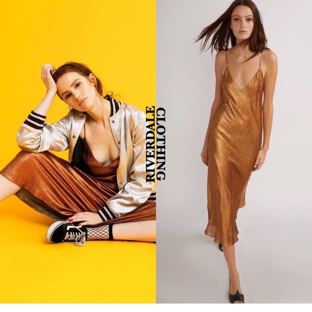 Cynthia Rowley Amber Metallic Slip Dress M